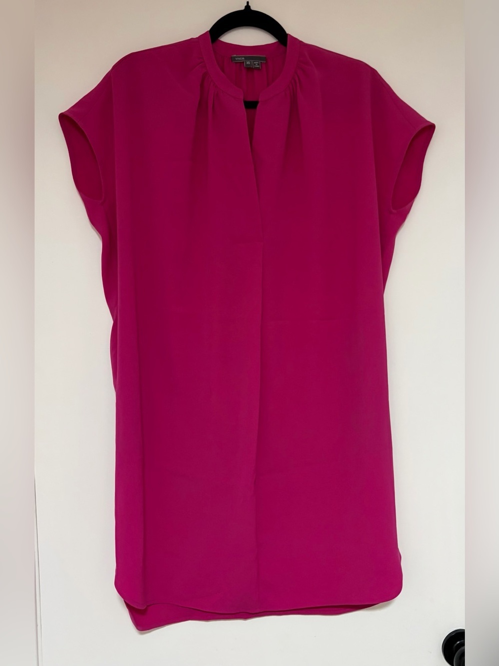 Vince. Pink Split Neck Short Sleeve Women’s Oversized Shift Dress Size XS